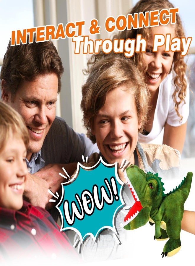 Easfan Plush Dinosaur Hand Puppet with Movable Mouth T-Rex Stuffed Animal Puppet for Imaginative Pretend Play Storytelling Gifts for Kids Boys Girls on Birthday Christmas, 11'' - Image 2